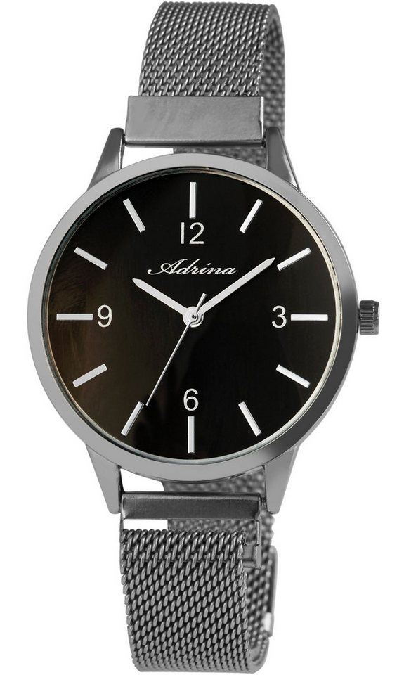 Adrina Quarzuhr AR0036 Adrina Damenuhr mit Edelstahl-Milanesearmband, Damenuhr Edelstahl von Adrina