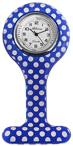 Adrina Unisex – Uhr Krankenschwesteruhr Silikon Ansteckuhr Analog Quarz 410000X (blau weiß) von Adrina