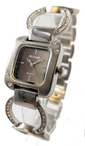 Excellanc Damenuhr Schwarz Silber Strass Steine Edel Edelstahl Analog Quarz Frauen von Adrina