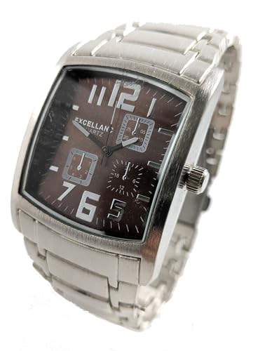 Große Herrenuhr Braun Silber Datum Chrono Look Metall Analog Quarz Männer von Adrina