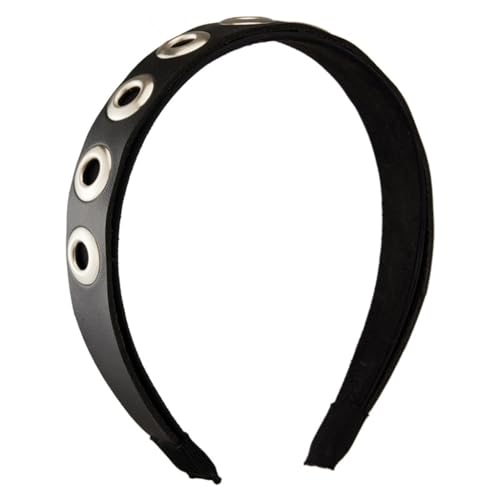 Gothic Punk Rock Haarband PU Leder mit Haken Nieten Haarteile Unisex Haarschmuck für Partys und Festivals von Adrosstoller