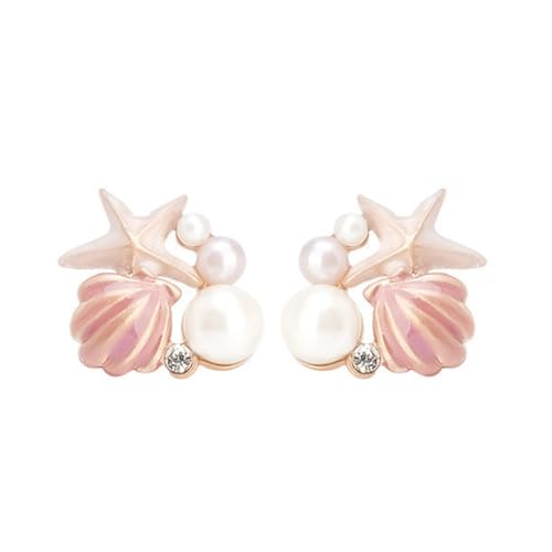 Seestern-Ohrstecker, Party-Schmuck, Geschenk, Ohrstecker, Ohrstecker, Ohrstecker, Legierung + Kunststoffperle + Emaille, Kein Edelstein von Adrosstoller