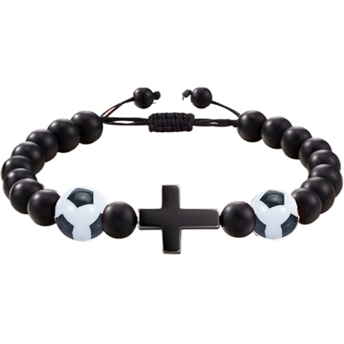 Adsfvs Christliche Armbänder für Männer,Herren-Perlenarmbänder,Religiöses -Armband | Verstellbarer geflochtener Seil-Schwarz-Symbol-Schmuck, motivierende Perlenkette für Männer, Vater, Freund von Adsfvs