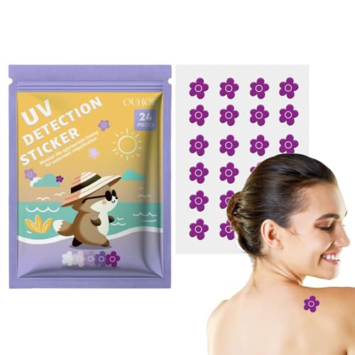 Adsfvs UV-Erkennungsaufkleber für Sonnenschutzmittel, Erinnerung an Sonnenschutzpflaster,24 Count SPF Sensing UV-Aufkleber | 5-Style Variety Pack Sun Patch Wissen Sie, wann Sie Sonnenschutzmittel von Adsfvs