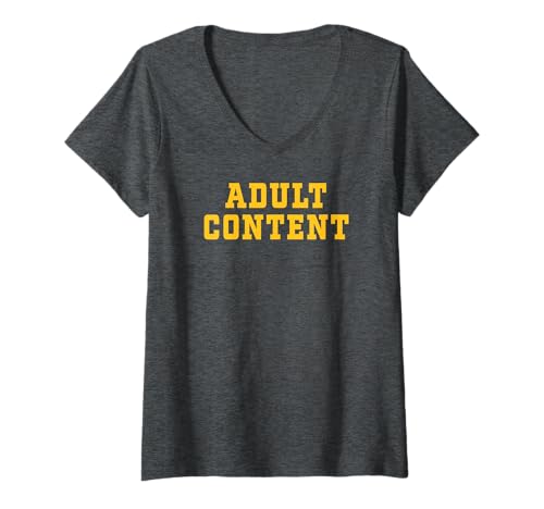 Damen INHALT FÜR ERWACHSENE T-Shirt mit V-Ausschnitt von Adult Content Bold Type Shop