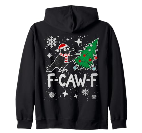 F-CAW-F Weihnachtskrähe Santa Hut Feiertag Rabe Herren Damen Kapuzenjacke von Adult F-CAW-F Christmas Holiday