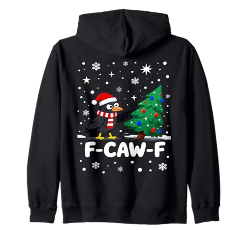 F-CAW-F Weihnachtskrähe Santa Hut Feiertag Rabe Herren Damen Kapuzenjacke von Adult F-CAW-F Christmas Holiday