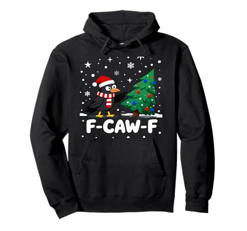 F-CAW-F Weihnachtskrähe Santa Hut Feiertag Rabe Herren Damen Pullover Hoodie von Adult F-CAW-F Christmas Holiday