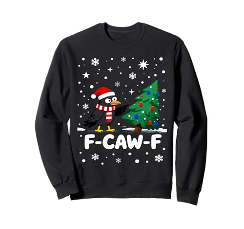 F-CAW-F Weihnachtskrähe Santa Hut Feiertag Rabe Herren Damen Sweatshirt von Adult F-CAW-F Christmas Holiday