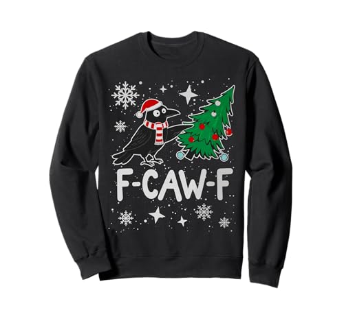 F-CAW-F Weihnachtskrähe Santa Hut Feiertag Rabe Herren Damen Sweatshirt von Adult F-CAW-F Christmas Holiday
