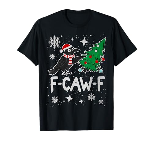 F-CAW-F Weihnachtskrähe Santa Hut Feiertag Rabe Herren Damen T-Shirt von Adult F-CAW-F Christmas Holiday