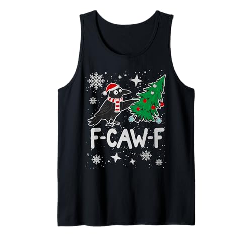 F-CAW-F Weihnachtskrähe Santa Hut Feiertag Rabe Herren Damen Tank Top von Adult F-CAW-F Christmas Holiday