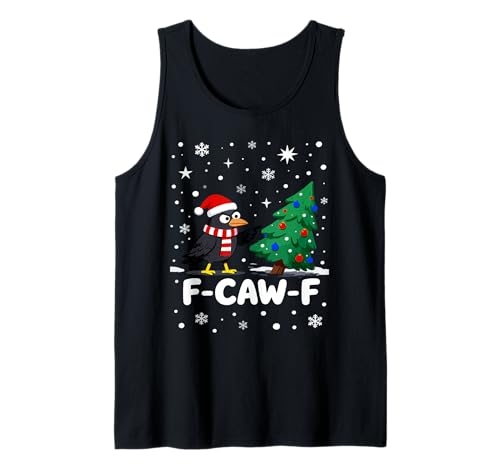 F-CAW-F Weihnachtskrähe Santa Hut Feiertag Rabe Herren Damen Tank Top von Adult F-CAW-F Christmas Holiday
