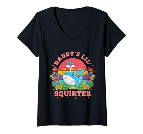 Damen Lustiges Geschenk mit Aufschrift "Inappropriate Daddy's Lil Squirter" T-Shirt mit V-Ausschnitt Damen Lustiges Geschenk mit Aufschrift "Inappropriate Daddy's Lil Squirter" T-Shirt mit V-Ausschnitt von Adult Humor Fun Apparel