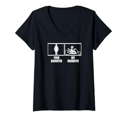 Damen Liegerad Your Daughter My Daughter Liegerad Fahrrad T-Shirt mit V-Ausschnitt von Adult Recumbent Bikes Gifts For Men And Women