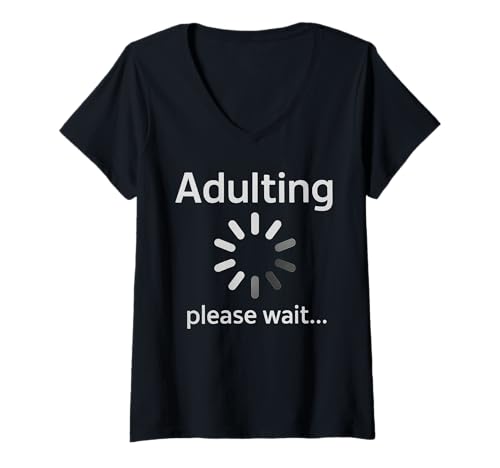 Damen Erwachsene Loading 18th Birthday Funny Adult Boy Girl Birthday T-Shirt mit V-Ausschnitt Damen Erwachsene Loading 18th Birthday Funny Adult Boy Girl Birthday T-Shirt mit V-Ausschnitt von Adulting Loading 18th Birthday Celibration