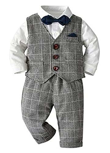 Baby Junge Kleidung Jungen Hochzeit Kleid Anzüge Kleinkind Formale Weste Outfits Kleine Geburtstag Taufe Geschenke, G001-1, 3-4 Jahre von Aduya