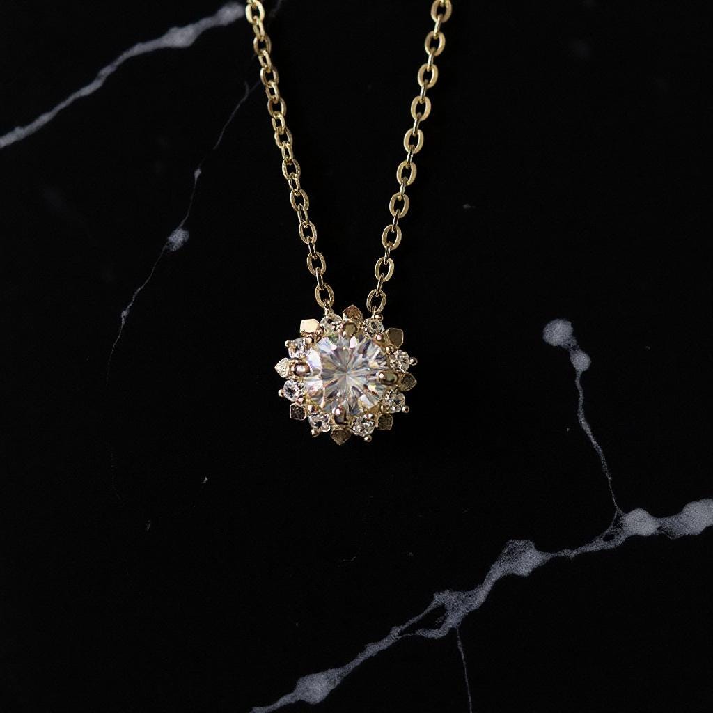 9K Gold Zirkon Anhänger, Sunburst Solitär Halskette, Zarter Echter Schmuck, Geburtstagsgeschenk Für Sie, Gelbgold 9K Gold Zirkon Anhänger, Sunburst Solitär Halskette, Zarter Echter Schmuck, Geburtstagsgeschenk Für Sie, Gelbgold von Advantia