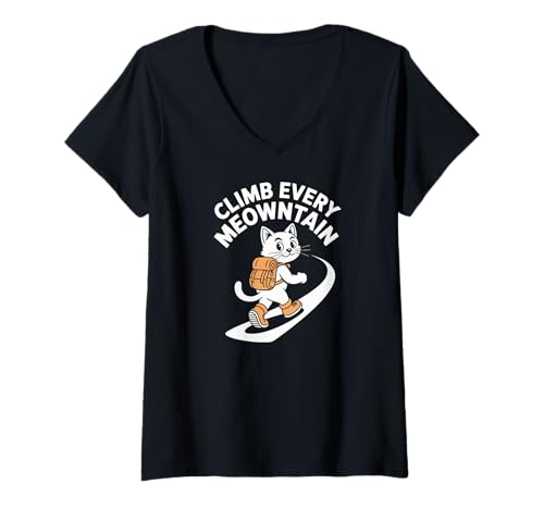Damen Erklimmen Sie jeden Memowntain Cat Wanderspaß T-Shirt mit V-Ausschnitt Damen Erklimmen Sie jeden Memowntain Cat Wanderspaß T-Shirt mit V-Ausschnitt von Adventure Cat Hiking Enthusiasts Fun
