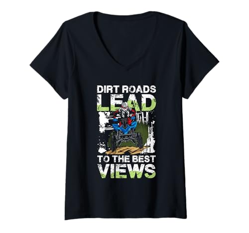 Damen Schmutzstraßen T-Shirt mit V-Ausschnitt von Adventure Dirt ATV Offroad Riders