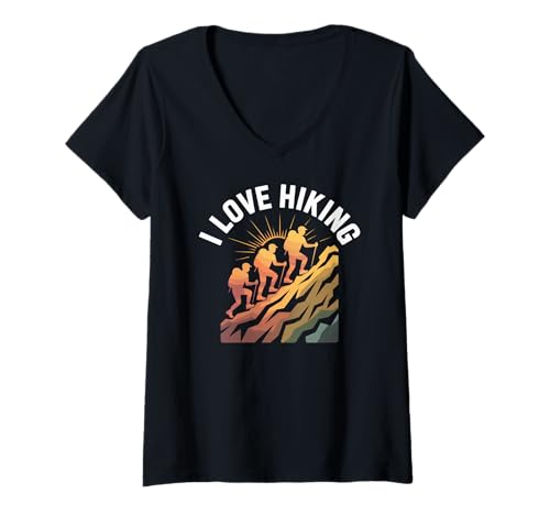 Damen Wanderleidenschaft Ich Liebe Wanderabenteuer T-Shirt mit V-Ausschnitt Damen Wanderleidenschaft Ich Liebe Wanderabenteuer T-Shirt mit V-Ausschnitt von Adventure Mountain Trekking Enthusiasts