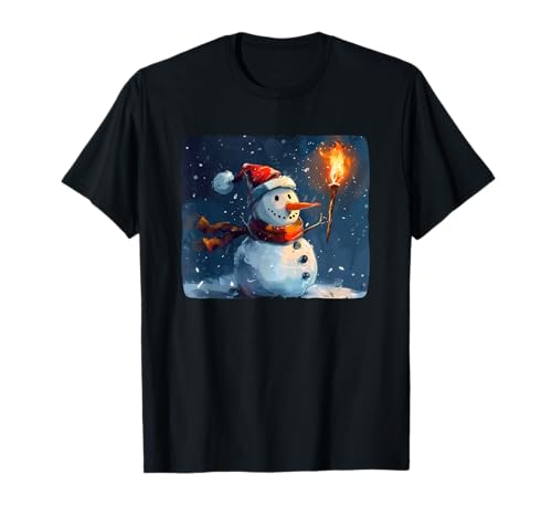 Hübsches Schneemann-Kostüm für Erwachsene und Kinder T-Shirt von Adventure Snowman with Torch