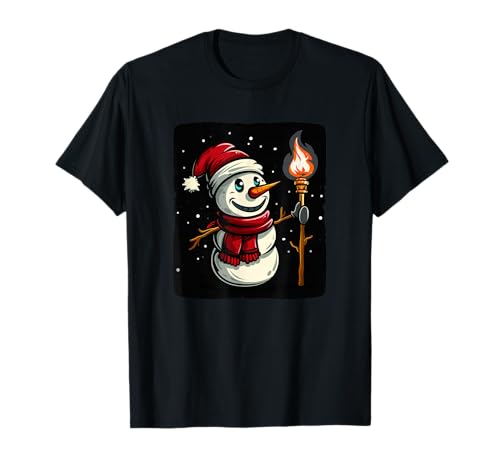 Lustiger Schneemann mit Taschenlampe für Jungen und Mädchen T-Shirt von Adventure Snowman with Torch