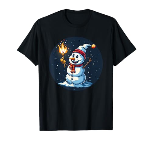 Schneemann mit Fackel für eine feurige Winterreise T-Shirt von Adventure Snowman with Torch