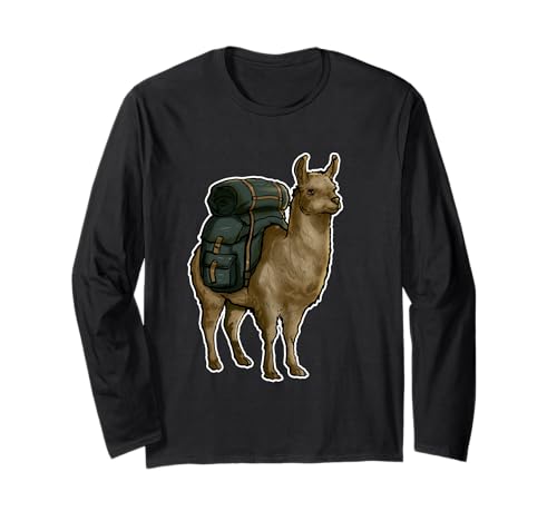 Lama Wanderrucksack Adventure Explorer Langarmshirt Lama Wanderrucksack Adventure Explorer Langarmshirt von Adventure Trek Camping Llama Backpacking
