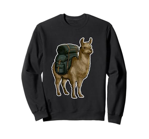 Lama Wanderrucksack Adventure Explorer Sweatshirt von Adventure Trek Camping Llama Backpacking