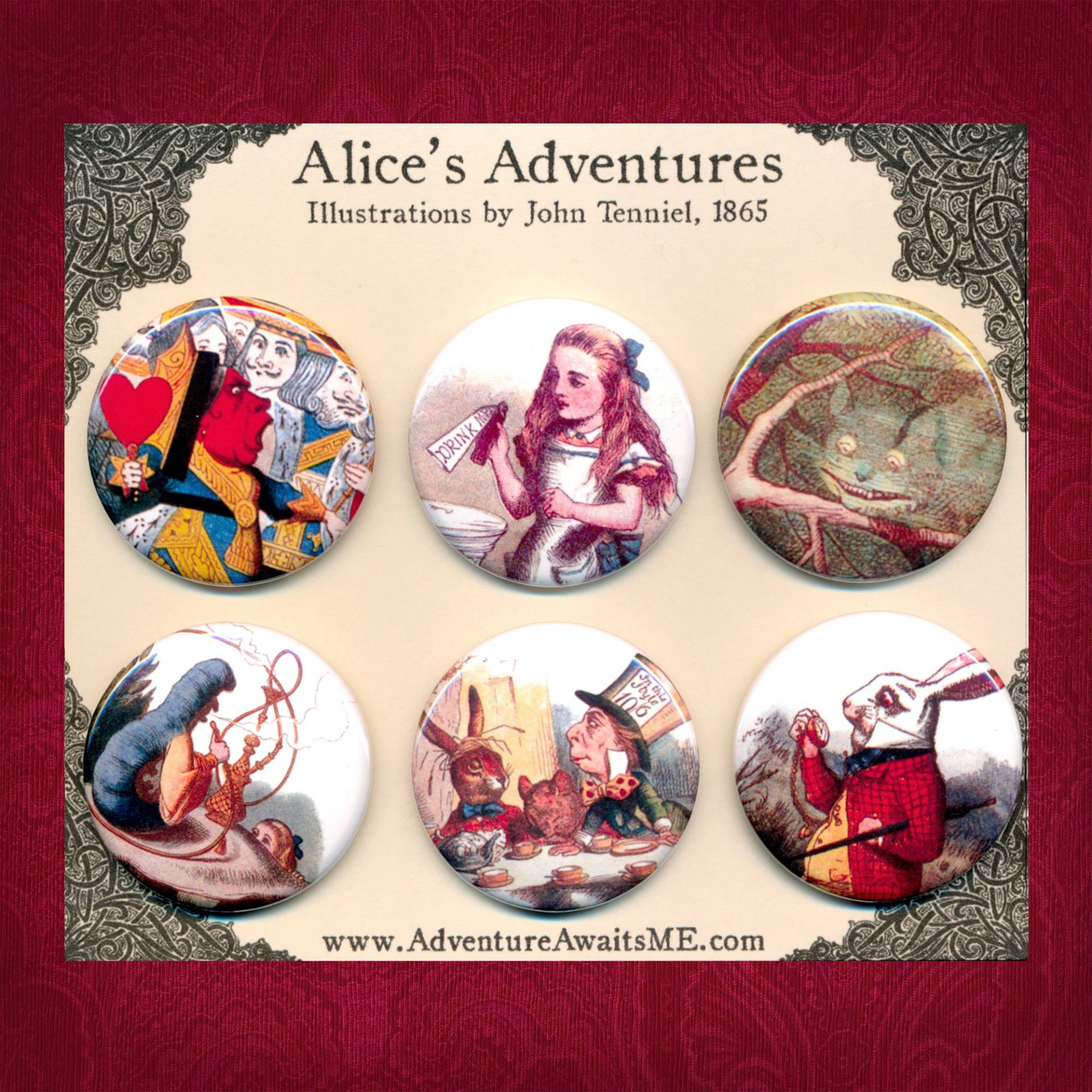 Alice Im Wunderland Button Set -Lewis Carroll Anstecker Queen Of Hearts Verrückter Hutmacher März Hase Teeparty Grinsekatze Weißes Kaninchen Alice Im Wunderland Button Set -Lewis Carroll Anstecker Queen Of Hearts Verrückter Hutmacher März Hase Teeparty Grinsekatze Weißes Kaninchen von AdventureAwaitsUs