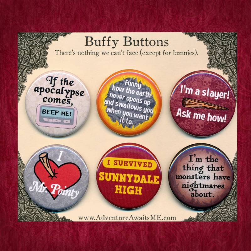 Buffy Buttons Set - Vampire Slayer Apocalypse Ich Überlebt Sunnydale Willow Xander Tv Fan Art Nightmares Stake Supernatural von AdventureAwaitsUs
