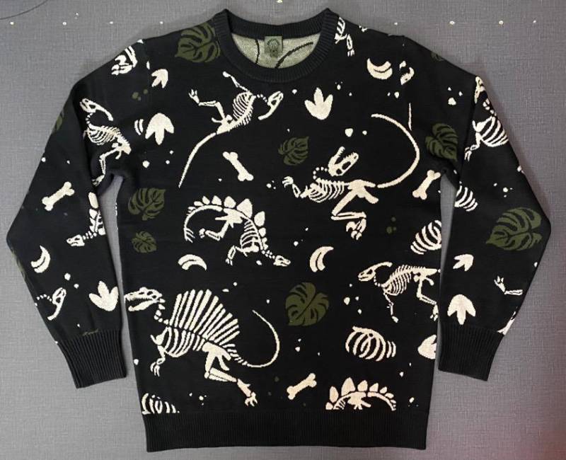 Dinosaurier Fossilien Strickpullover Pullover von AdventureCatStore