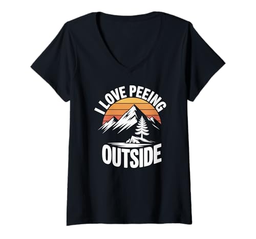 Damen Ich liebe es draußen zu pinkeln Naturliebhaber T-Shirt mit V-Ausschnitt Damen Ich liebe es draußen zu pinkeln Naturliebhaber T-Shirt mit V-Ausschnitt von Adventurous Outdoor Wilderness Humor