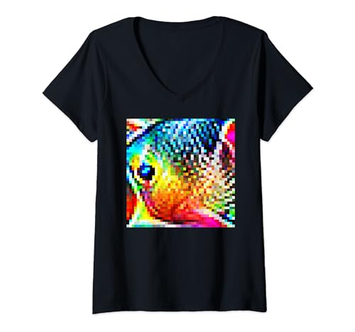 Damen Gegner Anti-Fazial Erkennung Tarnung Unsichtbarkeit T-Shirt mit V-Ausschnitt von Adversarial Anti-Facial Recognition Camouflage