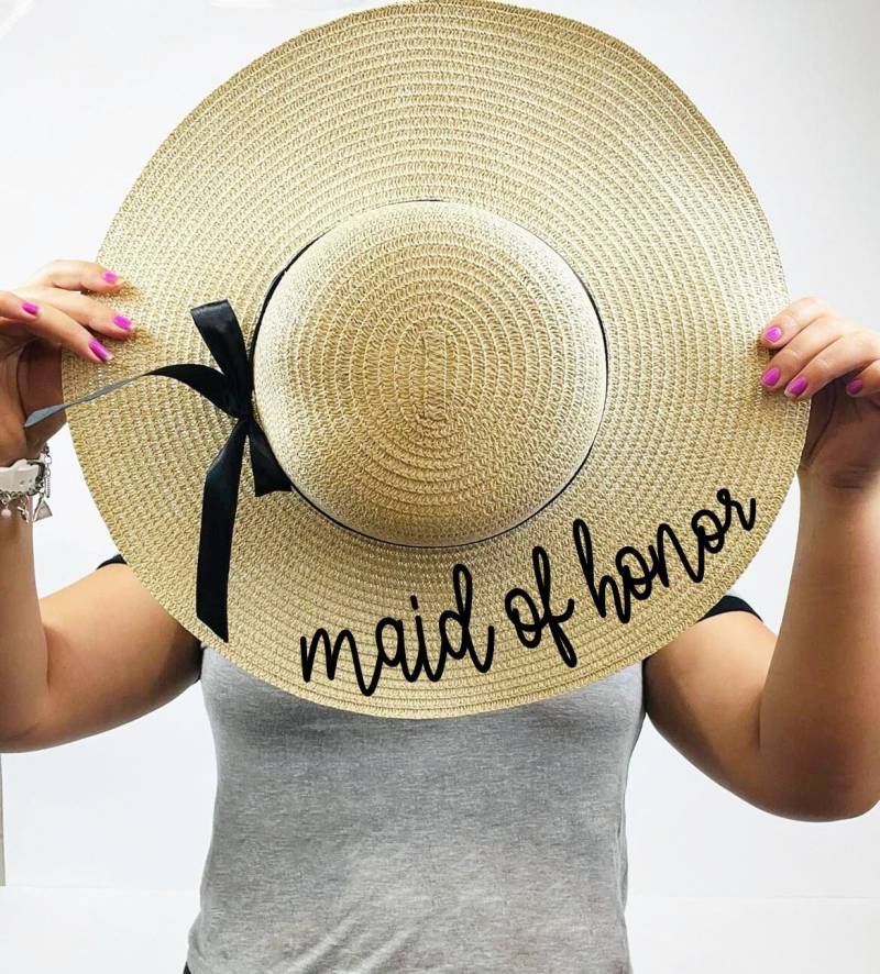 Personalisierter Stroh Floppy Strandhut Trauzeugin, Frau Hut von Adversitgifts