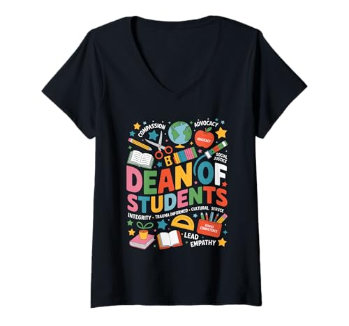 Damen Dean of Students Compassion Integrity Empathy Bildung T-Shirt mit V-Ausschnitt von Advocacy Service Social Justice Lead Schulteam