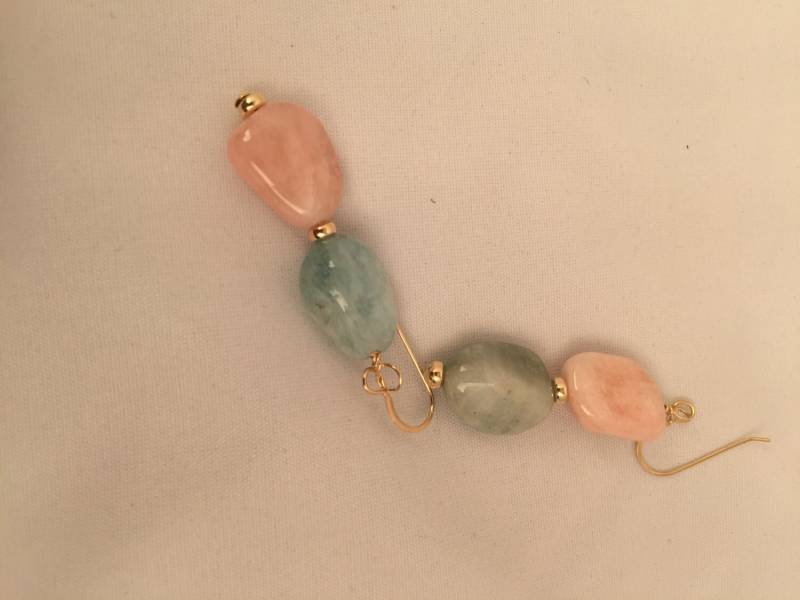 Doppelte Tropfen-Ohrringe Aus Multi-Beryll Und Aquamarin von Adyllic