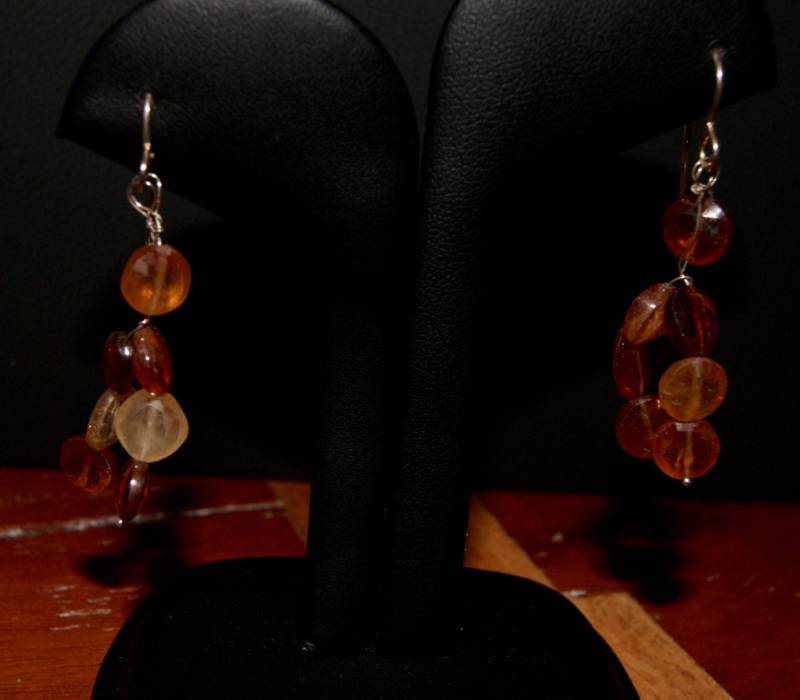 Hessonit Granat Doppelstrang Ohrringe Mit Sterling Silber von Adyllic