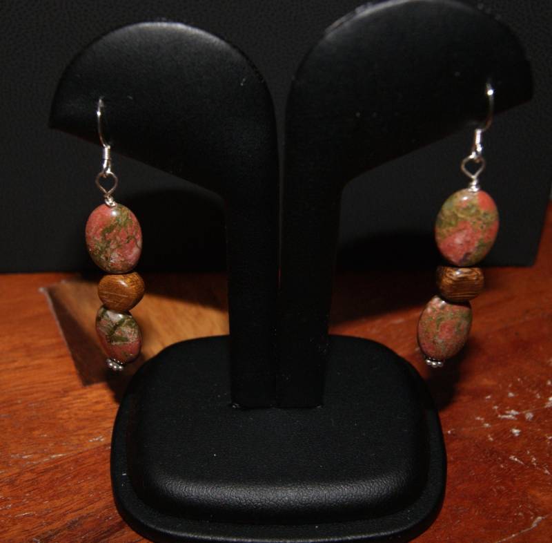 Unikit Und Holz Ohrringe Mit Sterling Silber Haken Akzente von Adyllic