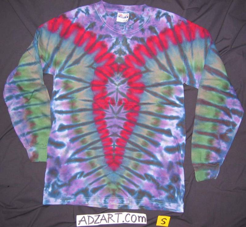 Kleine, "Cousin V" Lila Rot, Langarm, Hand-Gefärbt, Original von AdzArt