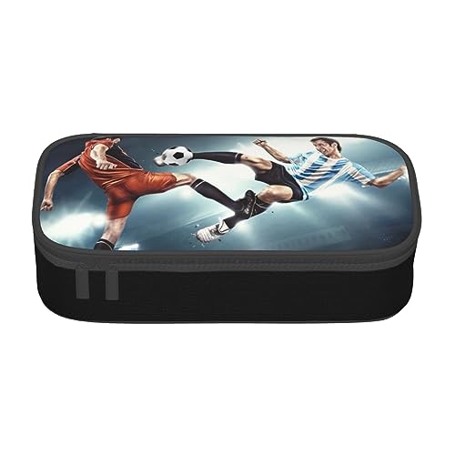 AeRko Federmäppchen mit Fußball-Aufdruck, große Kapazität, Stiftebox, multifunktionale Aufbewahrung, Stifttasche, Make-up-Tasche, Geldbörse (Farbe: D) von AeRko