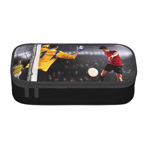 AeRko Federmäppchen mit Fußball-Druck, große Kapazität, Stiftebox, multifunktionale Aufbewahrungsstifttasche, Make-up-Tasche, Geldbörse (Farbe: A) von AeRko