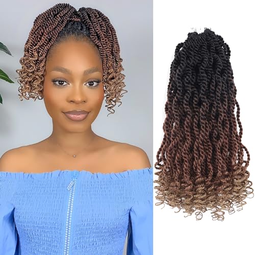 14 Inch Crochet Hair for Black Women 8 Packs Wavy Senegalese Twist Hair Pre Looped 3 Tone Kinky Twist Crochet Senegalese Twists Crochet Braids with Curly Ends (14 Inch,1B3027) von Aeagoo