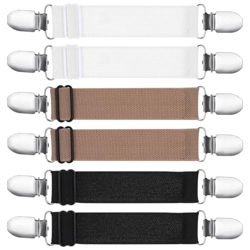 Aeaocvo 6 Stück Cardigan Clip Elastisch Kleid Cinch Clip Damen Hosenträger Clips für Pullover Kleider Hemden Jacken (Schwarz+Weiß+Braun) von Aeaocvo