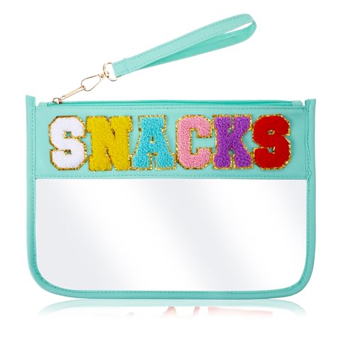 Aeaocvo Transparente Snack-Tasche für Reisen, wasserdichte Chenille-Buchstaben-Make-up-Tasche, tragbare Snack-Tasche mit Handgelenkschlaufe, Reißverschluss, Kosmetiktasche für Damen, Reisen, Grün Aeaocvo Transparente Snack-Tasche für Reisen, wasserdichte Chenille-Buchstaben-Make-up-Tasche, tragbare Snack-Tasche mit Handgelenkschlaufe, Reißverschluss, Kosmetiktasche für Damen, Reisen, Grün von Aeaocvo