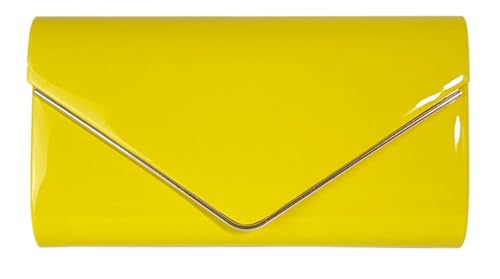 Aebecede Lackleder Umschlag Clutch Geldbörse Glänzend Schultertasche Candy Kette Abendtasche Elegante Handtasche, gelb von Aebecede