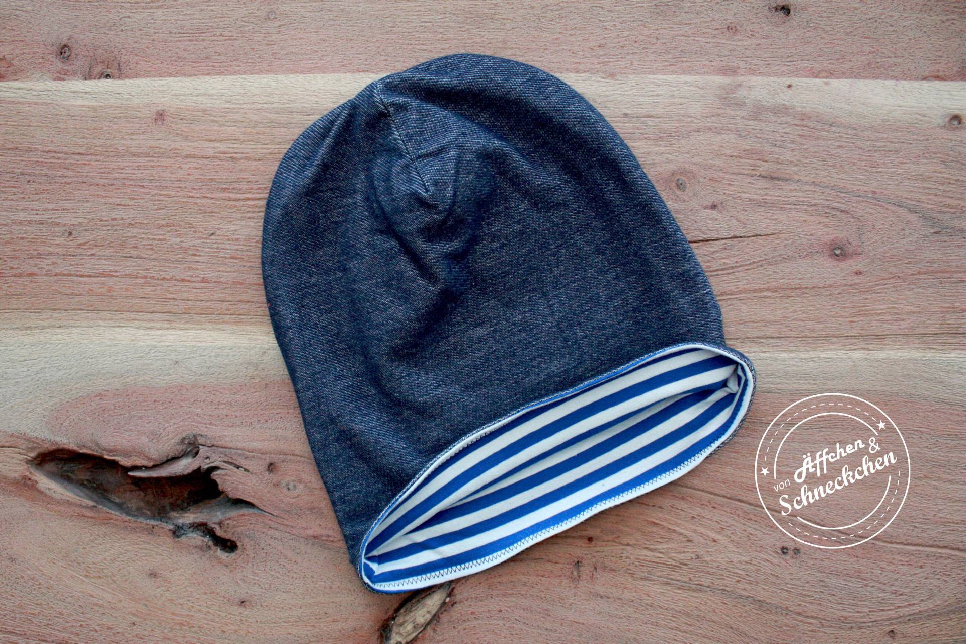 Beanie - Ku 53/54 Wendebeanie Jeans Bio Vorrätig von AeffchenSchneckchen