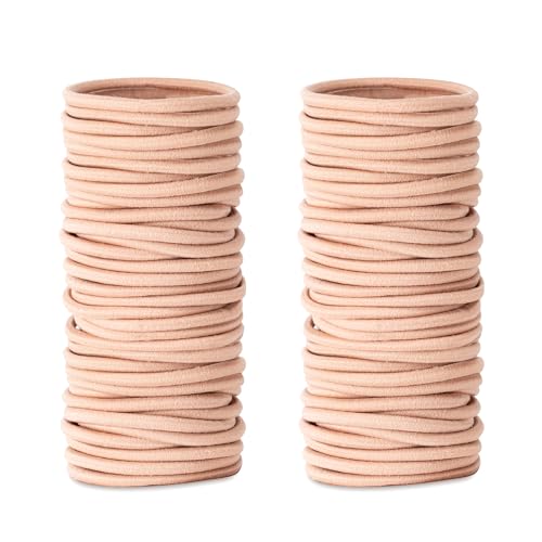 Aegero Elastische Haargummis für dickes Haar, keine Beschädigung, Pferdeschwanz-Halter, elastisches Band für Damen, Herren und Mädchen (4 mm, blond), 100 Stück von Aegero
