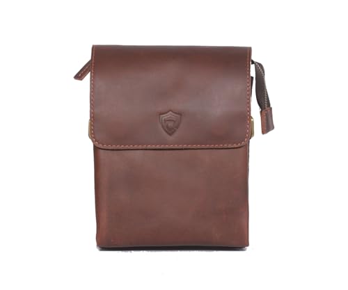 Aegis leather Herren Umhängetasche aus echtem Leder, RFID-blockierend, klein, Messenger Satchel mit verstellbarem Riemen, braun, Men's cross body Aegis leather Herren Umhängetasche aus echtem Leder, RFID-blockierend, klein, Messenger Satchel mit verstellbarem Riemen, braun, Men's cross body von Aegis leather